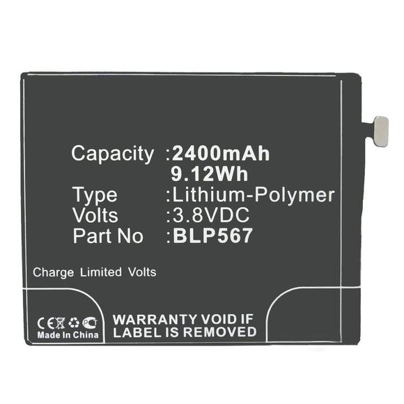 Batteries N Accessories BNA-WB-P3523 Cell Phone Battery - Li-Pol, 3.8V, 2400 mAh, Ultra High Capacity Battery - Replacement for OPPO BLP567 Battery