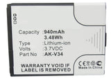 Batteries N Accessories BNA-WB-L11175 Cell Phone Battery - Li-ion, 3.7V, 940mAh, Ultra High Capacity - Replacement for Emporia AK-V34 Battery