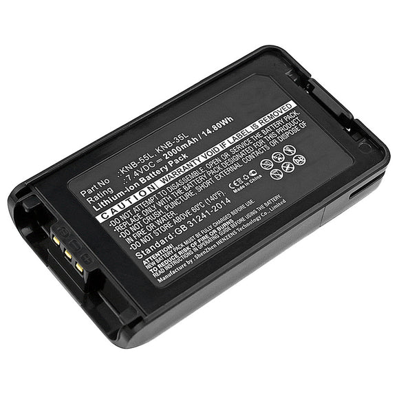 Batteries N Accessories BNA-WB-L1062 2-Way Radio Battery - Li-ion, 7.4, 2000mAh, Ultra High Capacity Battery - Replacement for Kenwood KNB-24L Battery