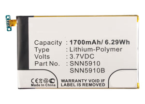 Batteries N Accessories BNA-WB-P3889 Cell Phone Battery - Li-Pol, 3.7, 1700mAh, Ultra High Capacity Battery - Replacement for Motorola EB20, SNN5899, SNN5899A, SNN5899B Battery