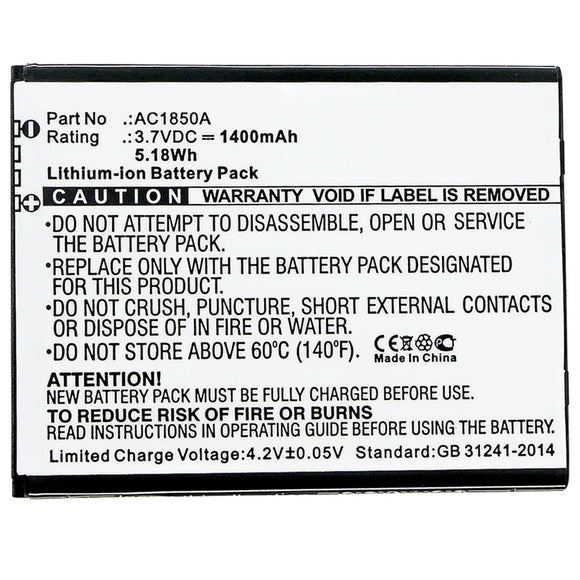 Batteries N Accessories BNA-WB-L9833 Cell Phone Battery - Li-ion, 3.7V, 1400mAh, Ultra High Capacity - Replacement for Archos AC1850A Battery