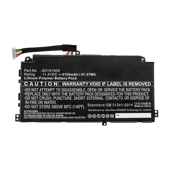 Batteries N Accessories BNA-WB-P15900 Laptop Battery - Li-Pol, 11.4V, 4155mAh, Ultra High Capacity - Replacement for Asus B31N1909 Battery