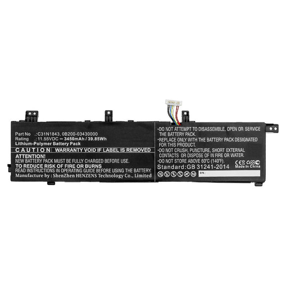 Batteries N Accessories BNA-WB-P10482 Laptop Battery - Li-Pol, 11.55V, 3450mAh, Ultra High Capacity - Replacement for Asus C31N1843 Battery