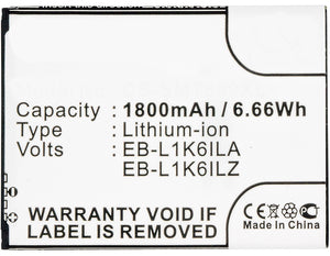 Batteries N Accessories BNA-WB-L3572 Cell Phone Battery - Li-Ion, 3.7V, 1800 mAh, Ultra High Capacity Battery - Replacement for Samsung EB-L1K6ILA Battery