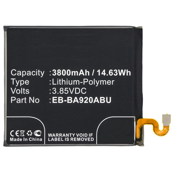 Batteries N Accessories BNA-WB-P8767 Cell Phone Battery - Li-Pol, 3.85V, 3800mAh, Ultra High Capacity - Replacement for Samsung EB-BA920ABE Battery