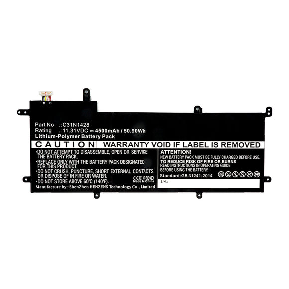 Batteries N Accessories BNA-WB-P15891 Laptop Battery - Li-Pol, 11.31V, 4500mAh, Ultra High Capacity - Replacement for Asus C31N1428 Battery