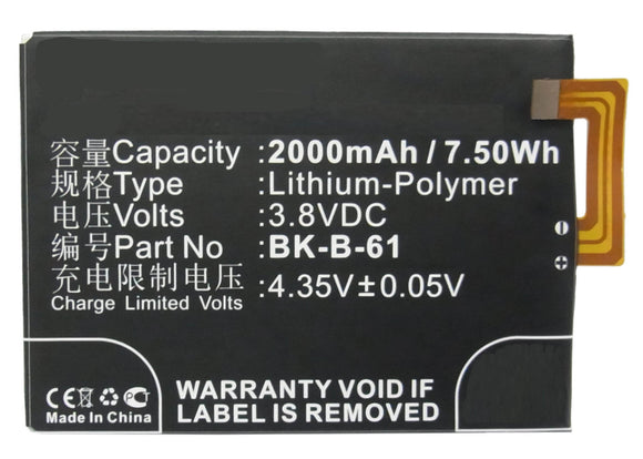 Batteries N Accessories BNA-WB-P3132 Cell Phone Battery - Li-Pol, 3.8V, 2000 mAh, Ultra High Capacity Battery - Replacement for BBK BK-B-61 Battery