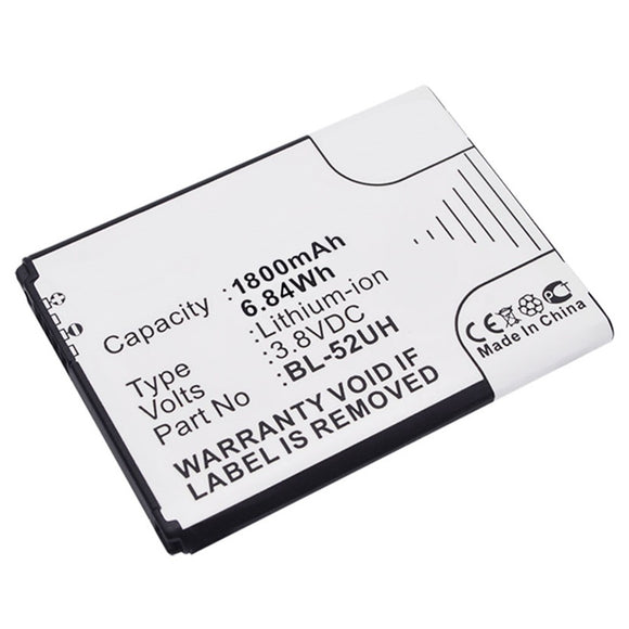 Batteries N Accessories BNA-WB-L9507 Cell Phone Battery - Li-ion, 3.8V, 1800mAh, Ultra High Capacity - Replacement for LG BL-52UH Battery