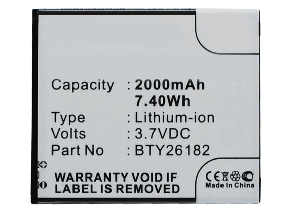 Batteries N Accessories BNA-WB-L3453 Cell Phone Battery - Li-Ion, 3.7V, 2000 mAh, Ultra High Capacity Battery - Replacement for Mobistel BTY26182 Battery