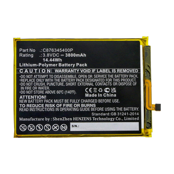 Batteries N Accessories BNA-WB-P15532 Cell Phone Battery - Li-Pol, 3.8V, 3800mAh, Ultra High Capacity - Replacement for Blu C876345400P Battery