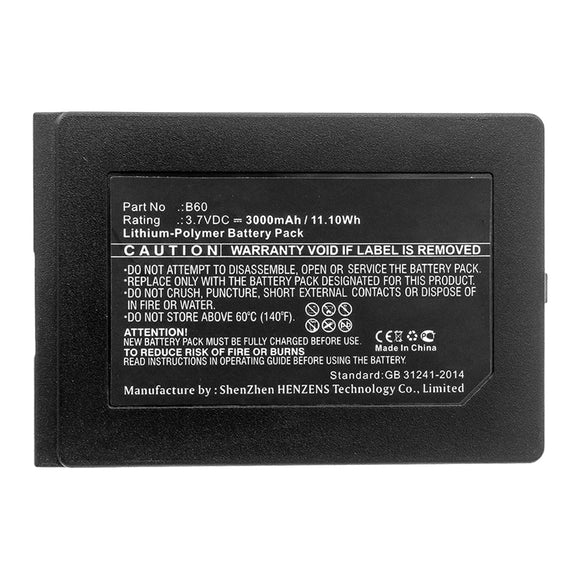 Batteries N Accessories BNA-WB-P14160 Credit Card Reader Battery - Li-Pol, 3.7V, 3000mAh, Ultra High Capacity - Replacement for VECTRON B60 Battery