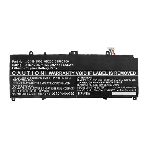 Batteries N Accessories BNA-WB-P15880 Laptop Battery - Li-Pol, 15.4V, 4200mAh, Ultra High Capacity - Replacement for Asus C41N1903 Battery