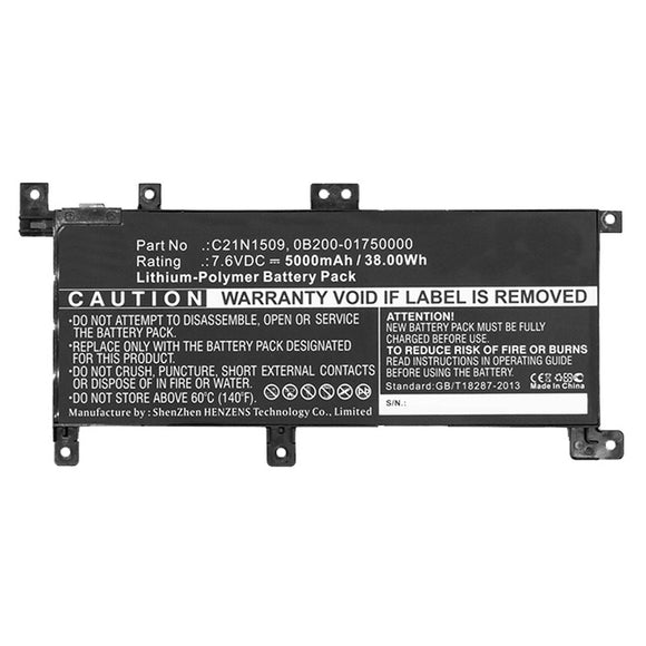 Batteries N Accessories BNA-WB-P10560 Laptop Battery - Li-Pol, 7.6V, 5000mAh, Ultra High Capacity - Replacement for Asus C21N1509 Battery
