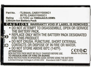 Batteries N Accessories BNA-WB-L3031 Cell Phone Battery - Li-Ion, 3.7V, 1500 mAh, Ultra High Capacity Battery - Replacement for Alcatel BY75 Battery