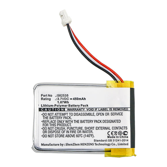 Batteries N Accessories BNA-WB-P15037 GPS Battery - Li-Pol, 3.7V, 450mAh, Ultra High Capacity - Replacement for Mio 582535 Battery