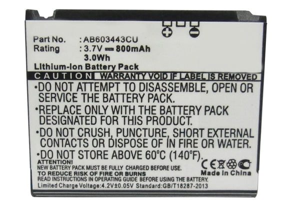 Batteries N Accessories BNA-WB-L3560 Cell Phone Battery - Li-Ion, 3.7V, 800 mAh, Ultra High Capacity Battery - Replacement for Samsung AB603443CC Battery