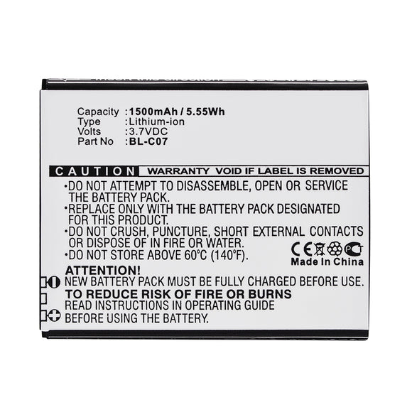 Batteries N Accessories BNA-WB-L10144 Cell Phone Battery - Li-ion, 3.7V, 1500mAh, Ultra High Capacity - Replacement for DOOV BL-C07 Battery