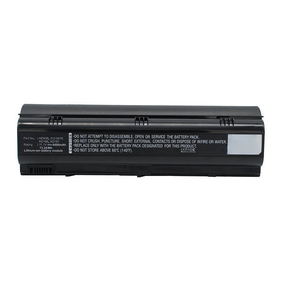 Batteries N Accessories BNA-WB-L15939 Laptop Battery - Li-ion, 11.1V, 6600mAh, Ultra High Capacity - Replacement for Dell HD438 Battery