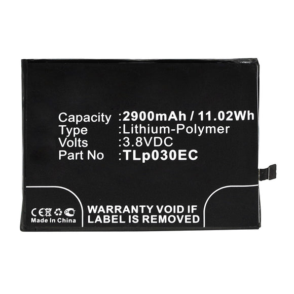 Batteries N Accessories BNA-WB-P13233 Cell Phone Battery - Li-Pol, 3.8V, 2900mAh, Ultra High Capacity - Replacement for TCL TLp030EC Battery