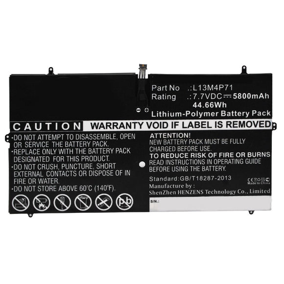 Batteries N Accessories BNA-WB-P9656 Laptop Battery - Li-Pol, 7.7V, 5800mAh, Ultra High Capacity - Replacement for Lenovo L13M4P71 Battery