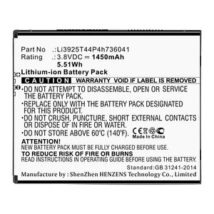 Batteries N Accessories BNA-WB-L14130 Cell Phone Battery - Li-ion, 3.8V, 1450mAh, Ultra High Capacity - Replacement for ZTE Li3925T44P4h736041 Battery