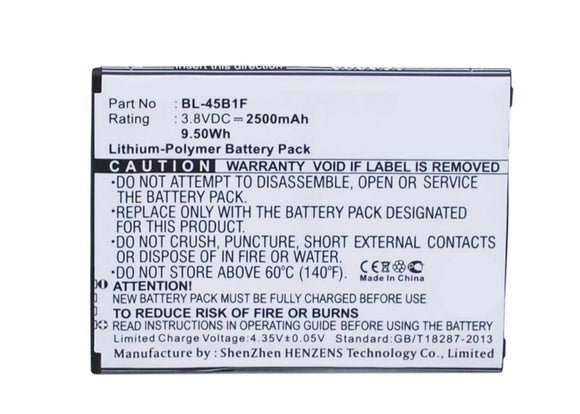 Batteries N Accessories BNA-WB-P3868 Cell Phone Battery - Li-Pol, 3.8, 2500mAh, Ultra High Capacity Battery - Replacement for LG BL-45B1F, EAC63118201, EAC63158401 AAC Battery