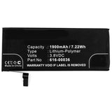 Batteries N Accessories BNA-WB-P9485 Cell Phone Battery - Li-Pol, 3.8V, 1900mAh, Ultra High Capacity - Replacement for Apple 616-00036 Battery