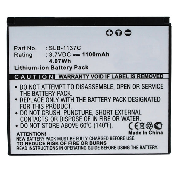 Batteries N Accessories BNA-WB-L9145 Digital Camera Battery - Li-ion, 3.7V, 1100mAh, Ultra High Capacity - Replacement for Samsung SLB-1137C Battery