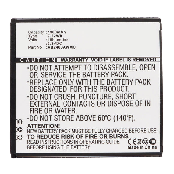 Batteries N Accessories BNA-WB-L14817 Cell Phone Battery - Li-ion, 3.8V, 1900mAh, Ultra High Capacity - Replacement for Philips AB2400AWMC Battery