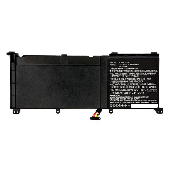 Batteries N Accessories BNA-WB-P10462 Laptop Battery - Li-Pol, 15.2V, 3700mAh, Ultra High Capacity - Replacement for Asus C41N1416 Battery