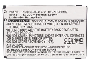 Batteries N Accessories BNA-WB-L3270 Cell Phone Battery - Li-Ion, 3.7V, 800 mAh, Ultra High Capacity Battery - Replacement for Doro 01.10.CAREP0103 Battery