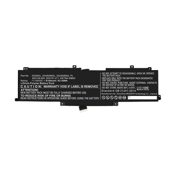Batteries N Accessories BNA-WB-P11800 Laptop Battery - Li-Pol, 11.55V, 8100mAh, Ultra High Capacity - Replacement for HP DG06XL Battery