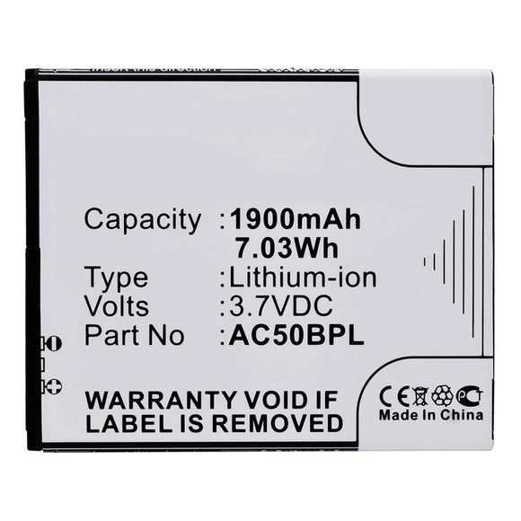 Batteries N Accessories BNA-WB-L9846 Cell Phone Battery - Li-ion, 3.7V, 1900mAh, Ultra High Capacity - Replacement for Archos AC50BL Battery