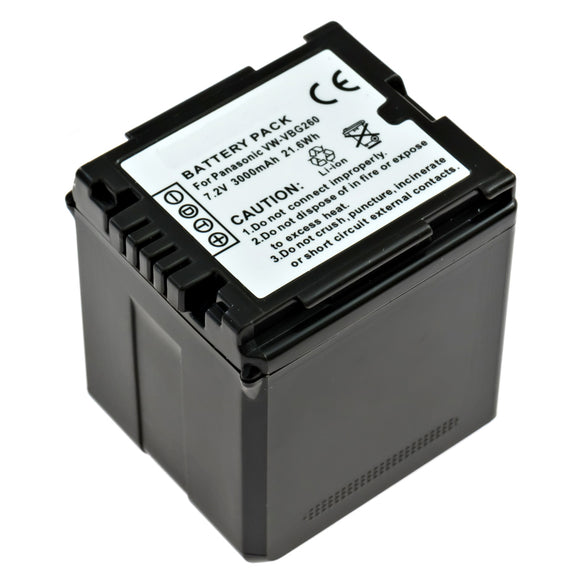 Batteries N Accessories BNA-WB-VWVBG260 Camcorder Battery - li-ion, 7.2V, 2640 mAh, Ultra High Capacity Battery - Replacement for Panasonic VW-VBG260 Battery