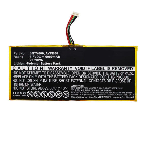 Batteries N Accessories BNA-WB-P9732 Tablet Battery - Li-Pol, 3.7V, 6000mAh, Ultra High Capacity - Replacement for Barnes & Noble AVPB00 Battery