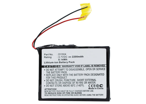 Batteries N Accessories BNA-WB-L8863-PL Player Battery - Li-ion, 3.7V, 2200mAh, Ultra High Capacity - Replacement for Rio DY004 Battery
