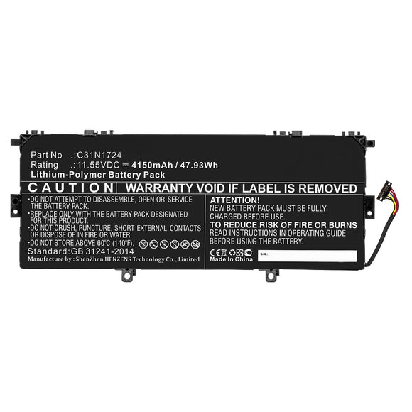 Batteries N Accessories BNA-WB-P10509 Laptop Battery - Li-Pol, 11.55V, 4150mAh, Ultra High Capacity - Replacement for Asus C31N1724 Battery