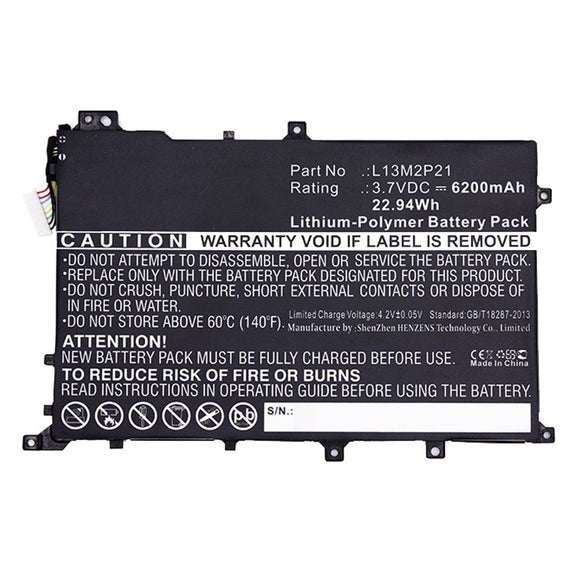 Batteries N Accessories BNA-WB-P12501 Laptop Battery - Li-Pol, 3.7V, 6200mAh, Ultra High Capacity - Replacement for Lenovo L13L2P21 Battery