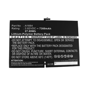 Batteries N Accessories BNA-WB-P12849 Tablet Battery - Li-Pol, 3.82V, 7300mAh, Ultra High Capacity - Replacement for Apple A1664 Battery