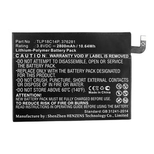 Batteries N Accessories BNA-WB-P14025 Cell Phone Battery - Li-Pol, 3.8V, 2800mAh, Ultra High Capacity - Replacement for Wiko TLP18C14P Battery