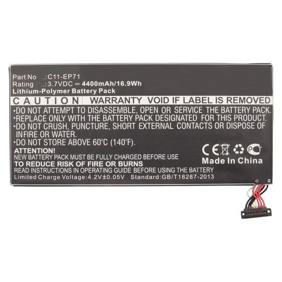 Batteries N Accessories BNA-WB-P11102 Tablet Battery - Li-Pol, 3.7V, 4400mAh, Ultra High Capacity - Replacement for Asus C11-EP71 Battery