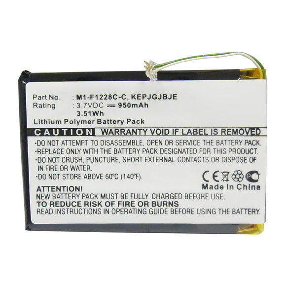 Batteries N Accessories BNA-WB-P12744 Player Battery - Li-Pol, 3.7V, 950mAh, Ultra High Capacity - Replacement for iRiver M1-F1228C-C Battery