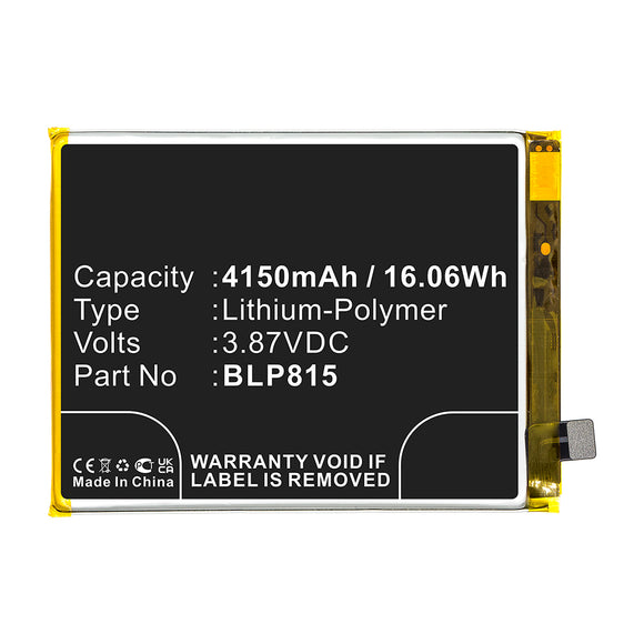 Batteries N Accessories BNA-WB-P14662 Cell Phone Battery - Li-Pol, 3.87V, 4150mAh, Ultra High Capacity - Replacement for Oneplus BLP815 Battery