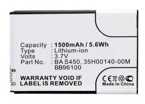 Batteries N Accessories BNA-WB-L3786 Cell Phone Battery - Li-ion, 3.7, 1500mAh, Ultra High Capacity Battery - Replacement for HTC 35H00140-00M, 35H00140-01M, BA S450 Battery