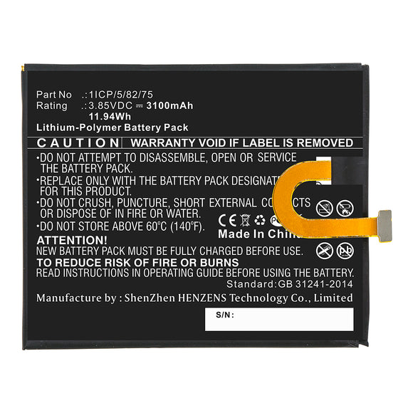 Batteries N Accessories BNA-WB-P13977 Cell Phone Battery - Li-Pol, 3.85V, 3100mAh, Ultra High Capacity - Replacement for UMI 1ICP/5/82/75 Battery