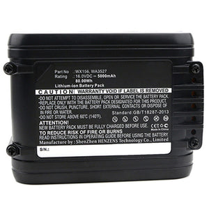 Batteries N Accessories BNA-WB-L14294 Power Tool Battery - Li-ion, 16V, 5000mAh, Ultra High Capacity - Replacement for Worx WA3527 Battery