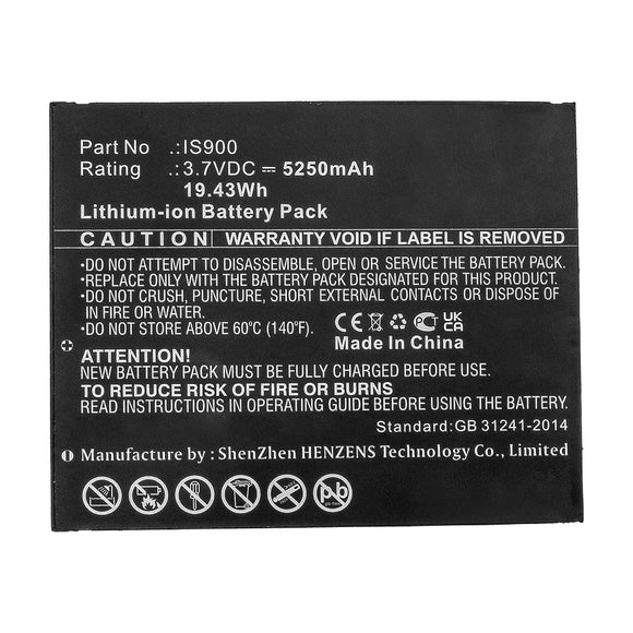 Batteries N Accessories BNA-WB-L14940 Credit Card Reader Battery - Li-ion, 3.7V, 5250mAh, Ultra High Capacity - Replacement for Pax IS900 Battery