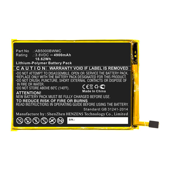Batteries N Accessories BNA-WB-P14826 Cell Phone Battery - Li-Pol, 3.8V, 4900mAh, Ultra High Capacity - Replacement for Philips AB5000BWMC Battery