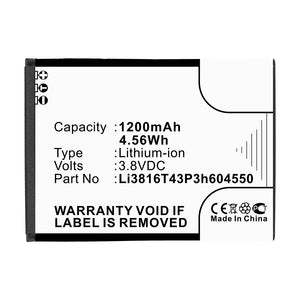 Batteries N Accessories BNA-WB-L14050 Cell Phone Battery - Li-ion, 3.8V, 1200mAh, Ultra High Capacity - Replacement for ZTE Li3715T42P3h604550 Battery