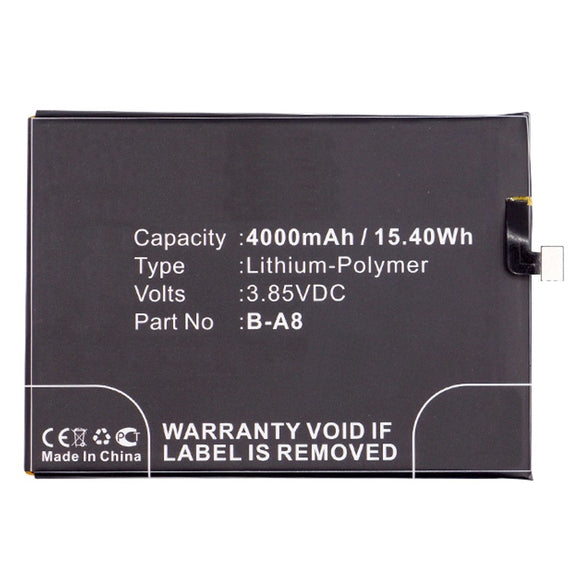 Batteries N Accessories BNA-WB-P9906 Cell Phone Battery - Li-Pol, 3.85V, 4000mAh, Ultra High Capacity - Replacement for BBK B-A8 Battery